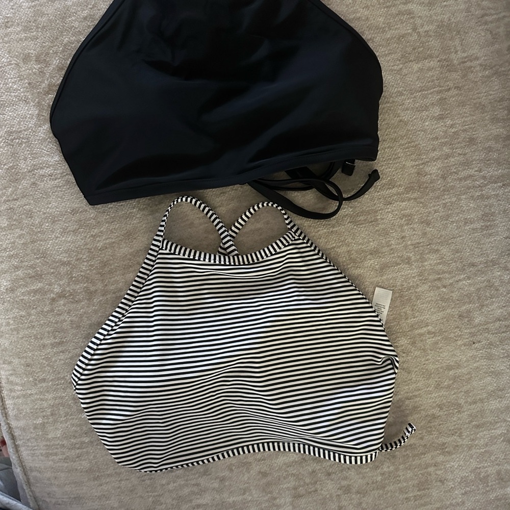 Black and White Striped Bikini Tops